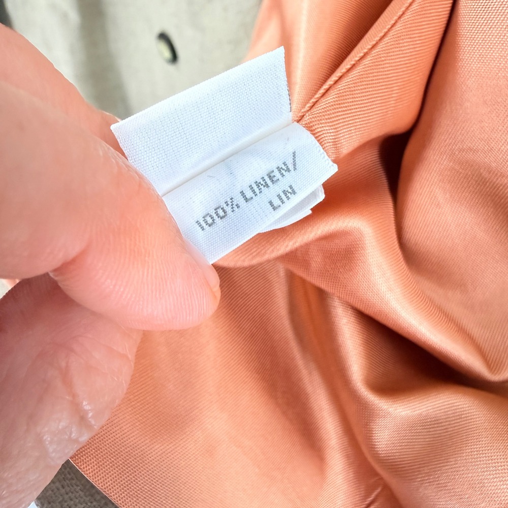 Vintage Liz Claiborne Blazer Tan 10P 100% Linen Cropped Quiet Luxury Sustainable - Picture 6 of 11